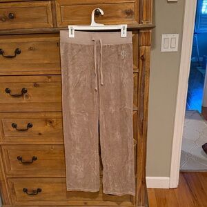 Juicy Couture Taupe Velour Pants with Silver Logo